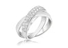 Sterling Silver Two Band Zirconia  Set Russian Ring