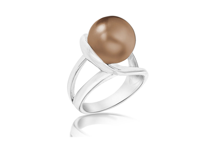 Sterling Silver Brown Pearl Ring