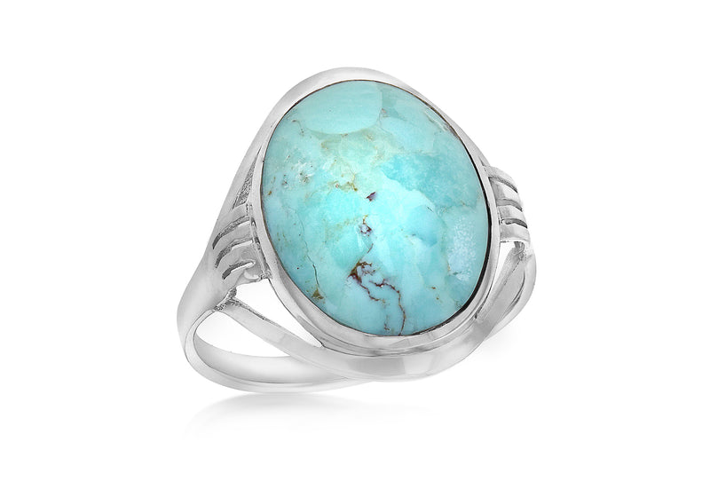 SILVER TURQUOISE OVAL Ring