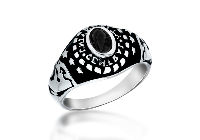 Sterling Silver Black Stone Set Ring