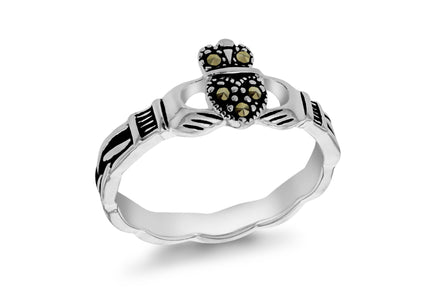 Sterling Silver March Claddagh Ring - A