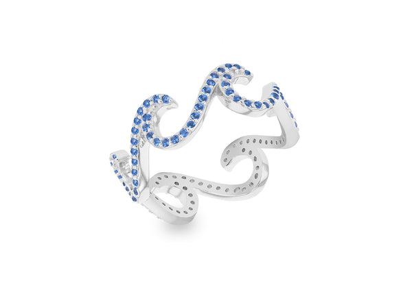 Sterling Silver White Zirconia Wave Ring