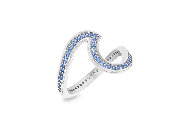 Sterling Silver White Zirconia Ripple Wave Ring