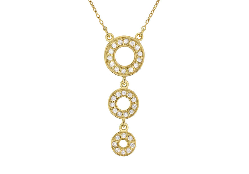 Sterling Silver Gold Plated Triple-Zirconia  Set Pendant Necklace