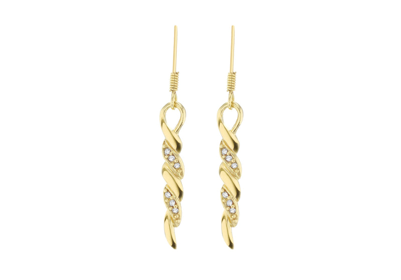 Sterling Silver Gold Plated Crystal Over Drop Earrings