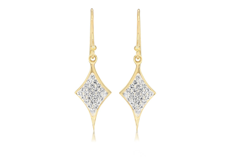 Sterling Silver Gold Plated Crystal Set Droper Earrings