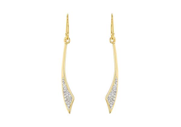 Sterling Silver Gold Plated Crystal Set Long Earrings