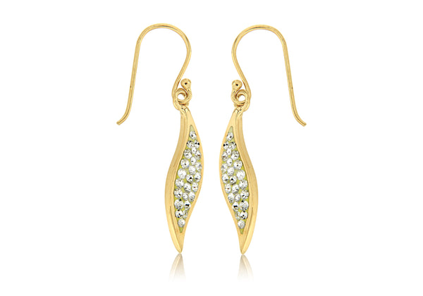 Sterling Silver Gold Plated Crystal Set Wave Earrings