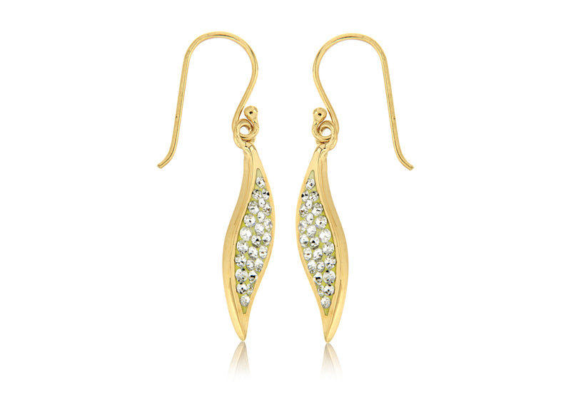 Sterling Silver Gold Plated Crystal Set Wave Earrings