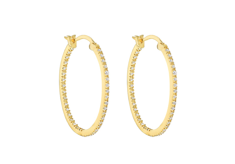 Sterling Silver Gold Plated Zirconia  Set Large Oval Earrings