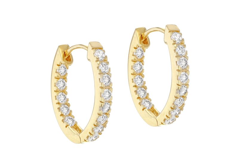 Sterling Silver Gold Plated Zirconia  Set Small Oval Earrings
