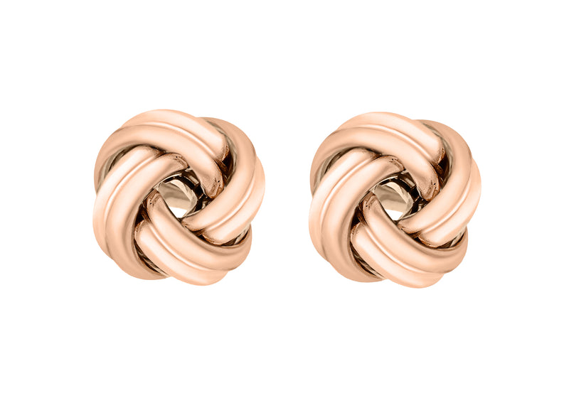 Sterling Silver Rose Gold Plated Knot Stud Earrings