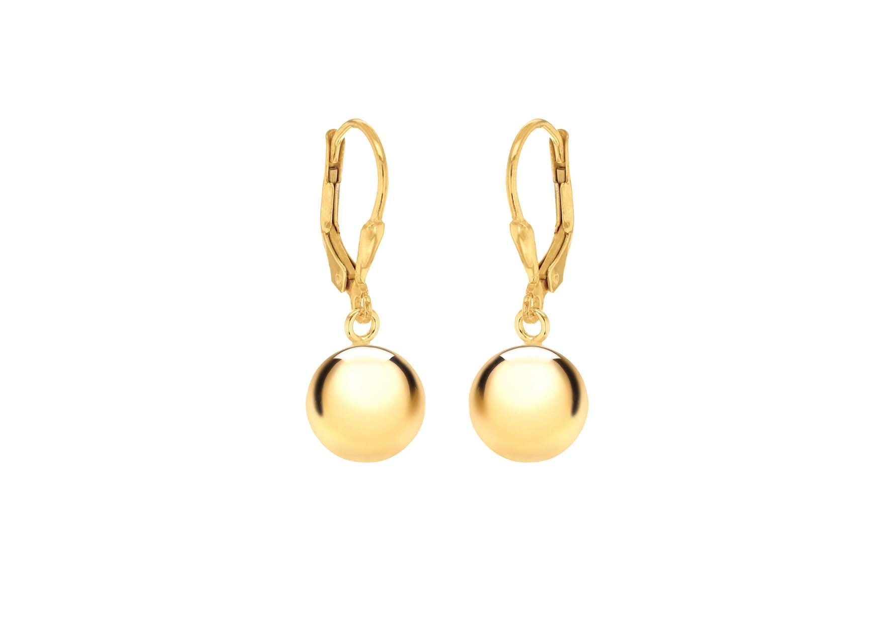 Sterling Silver Yellow Gold Plated Ball Drop Earrings