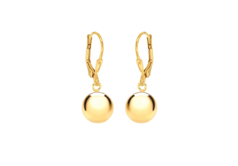 Sterling Silver Yellow Gold Plated Ball Drop Earrings