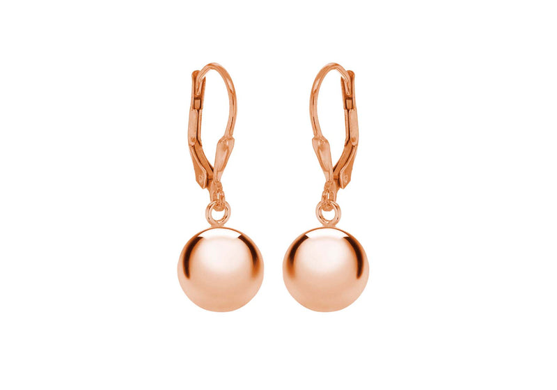 Sterling Silver Rose Gold Plated Ball Drop Earrings