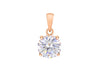Sterling Silver Rose Gold Plated Round Zirconia  Stone Claw Pendant
