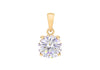 Sterling Silver Yellow Gold Plated Round Zirconia  Stone Claw Pendant