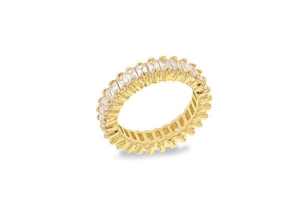 Sterling Silver Gold Plated White Zirconia  Set Ring
