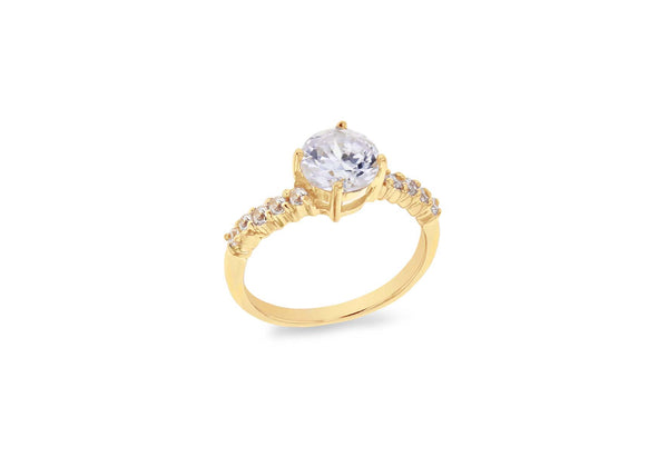 Sterling Silver Gold Plated Zirconia  Set Fancy  Ring