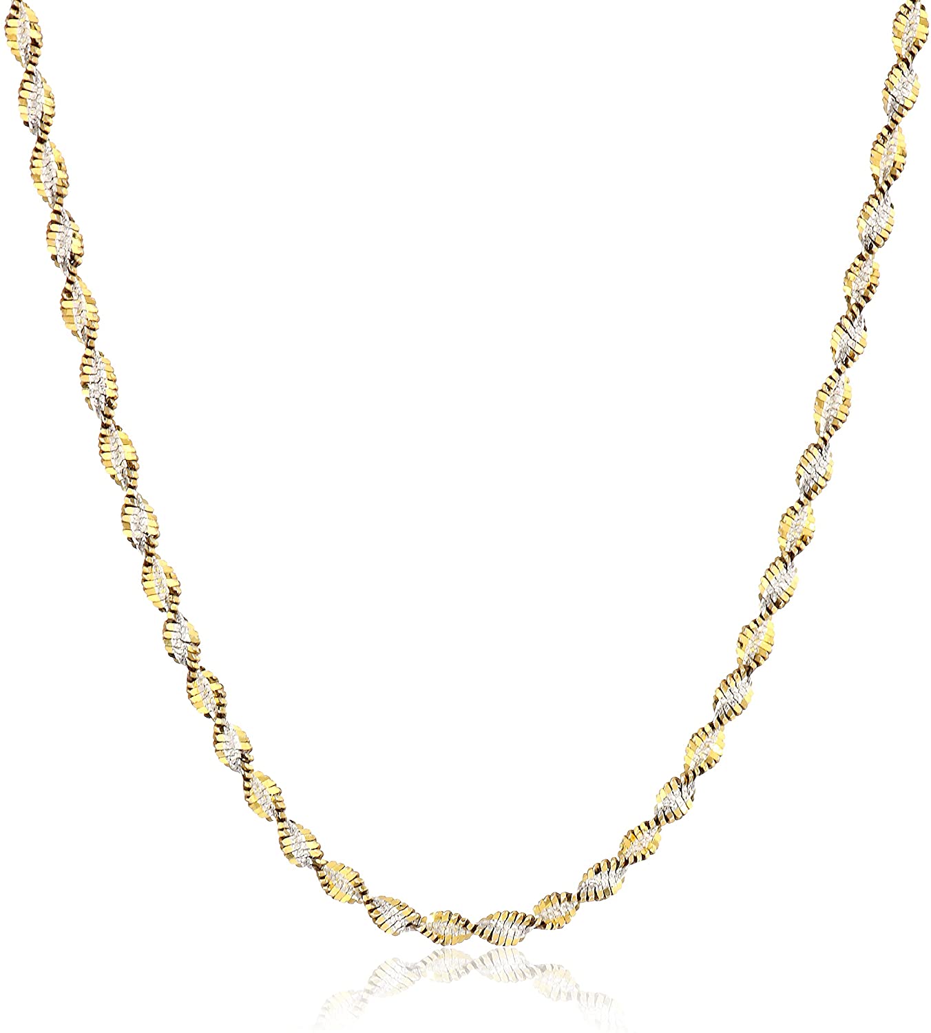 Two-Tone Yellow & White Sterling Silver Twist Chain Necklace
