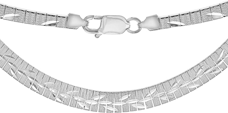 Sterling Silver Leaf Patterned Graduated Cleopatra Necklace