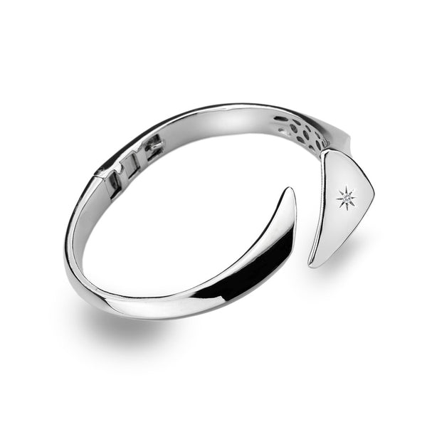 Faceted Bangle Hand-Set With A Diamond Accent