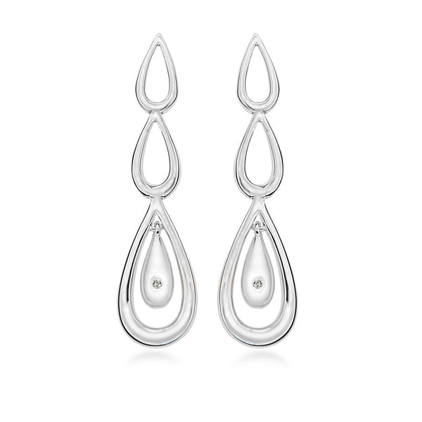 Drop Earrings Hand-Set With A Diamond Accent