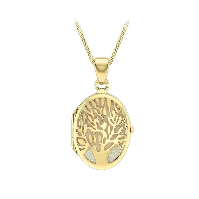 9ct Yellow Gold Fabric-Baked 'Tree of Life' Locket Pendant