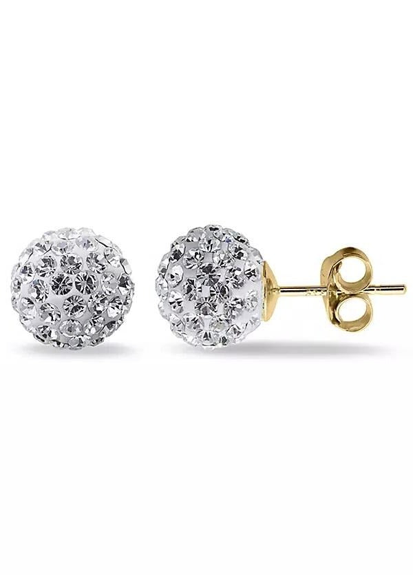 9ct Yellow Gold Crystal 5mm Ball Stud Earrings