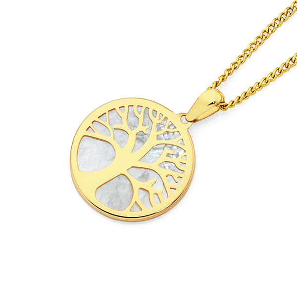 9ct Yellow Gold Mother of Pearl 'Tree of Life' Pendant