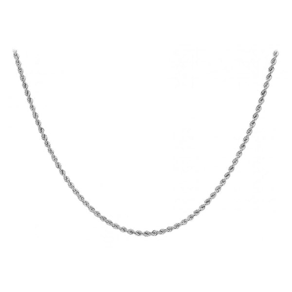 9ct White Gold 30 Diamond Cut Rope Chain