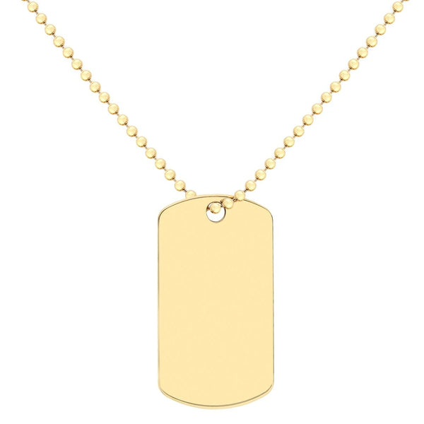 9ct Yellow Gold Dog Tag Ball Chain Necklace