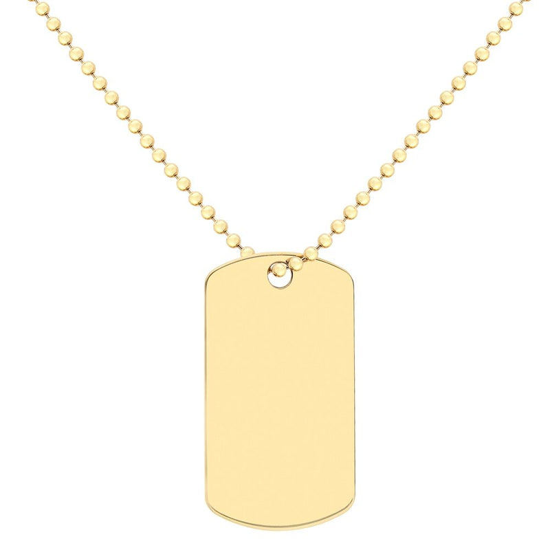 9ct Yellow Gold Dog Tag Ball Chain Necklace