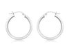 9ct White Gold 22mm Square Tube Hoop Earrings