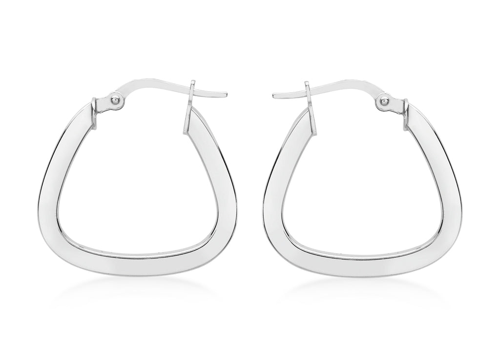 9ct White Gold Soft Triangle Flat Creole Earrings