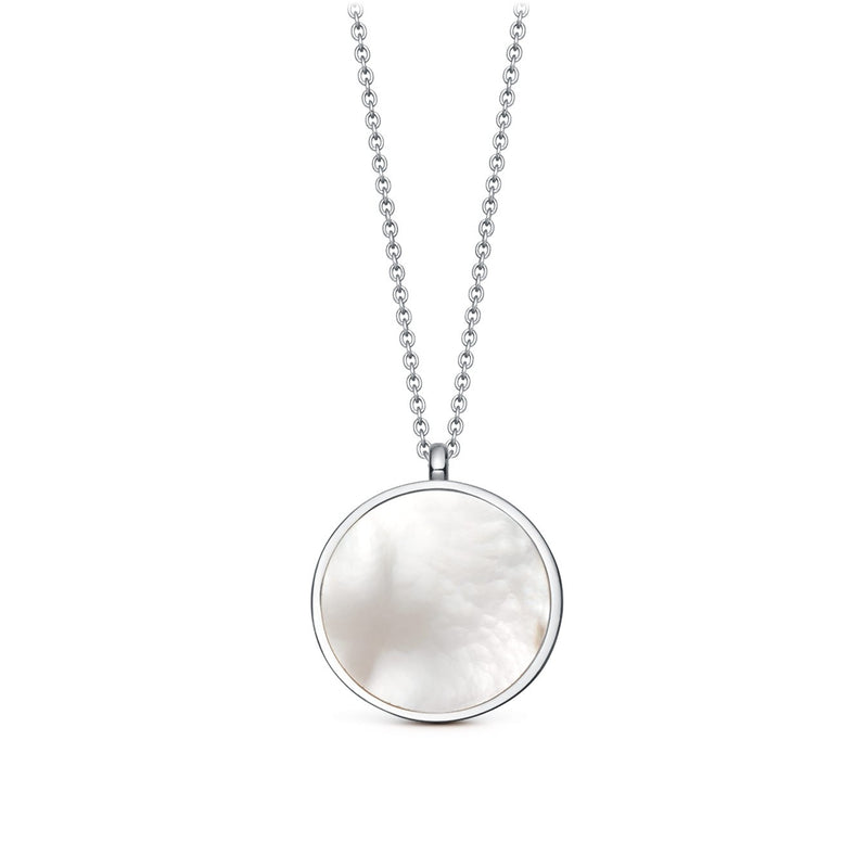 Sterling Silver Round Mother of Pearl Pendant