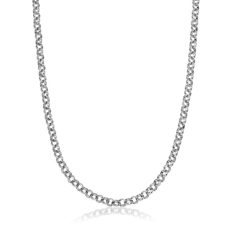 9ct White Gold 100 Round Belcher Chain