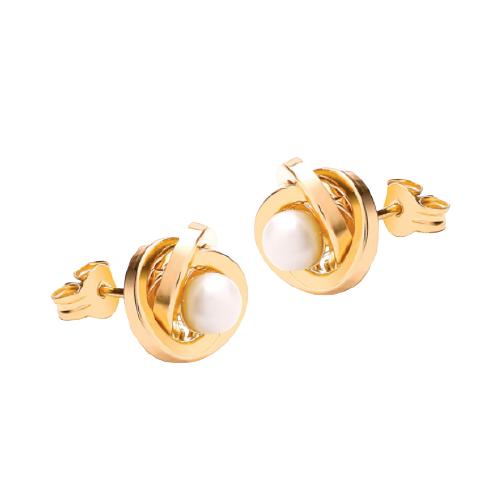 9ct Yellow Gold Knot and Pearl Stud Earrings