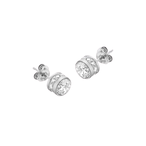 9ct White Gold Zirconia 6mm Stud Earrings