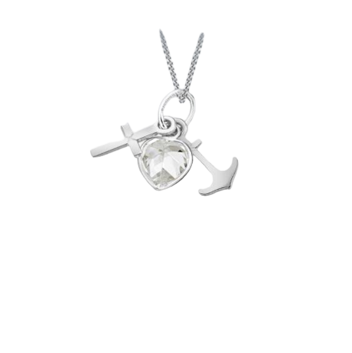 Sterling Silver Zirconia Faith Hope and Charity Pendant