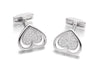 Hoxton London Men's Sterling Silver Heart Zirconia  Cufflinks