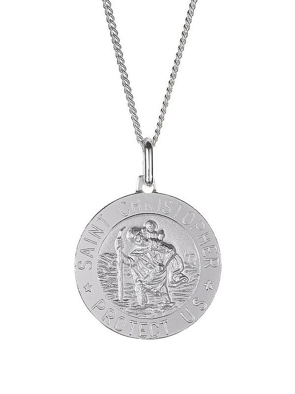 Sterling Silver Saint Christopher Round Pendant