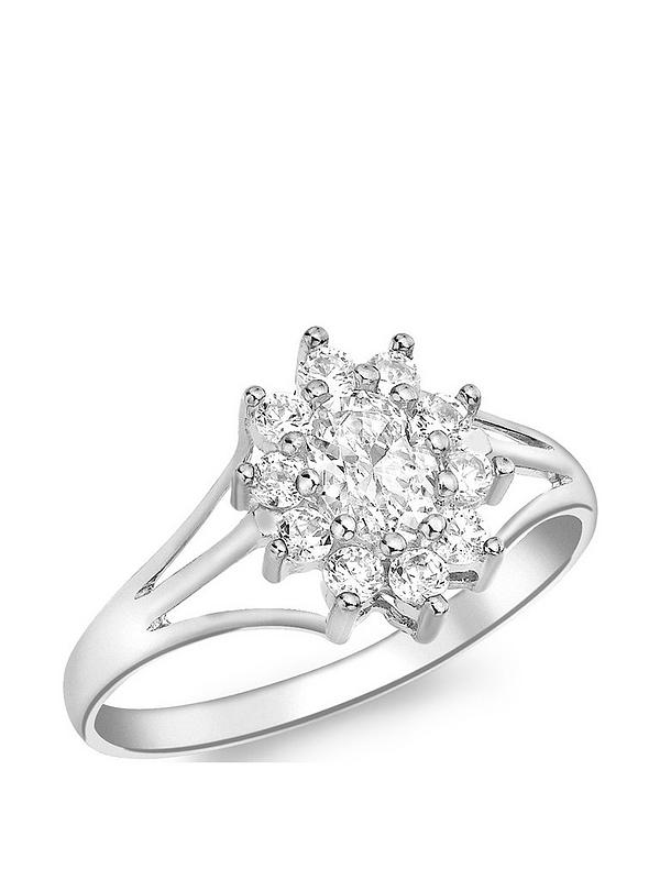 9ct Yellow Gold White Zirconia Bloom Cluster Ring
