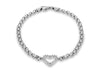  Sterling Silver Rhodium Plated Zirconia Open Heart Link Bracelet