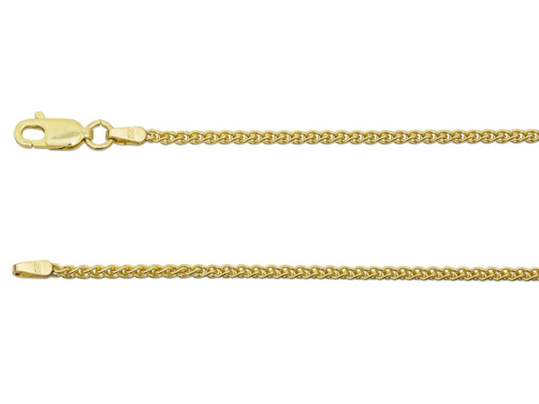 18ct Yellow Gold Lobster Clasp Spiga Chain