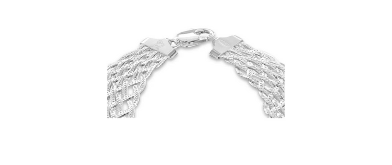 Sterling Silver 10 Strand Plait Flat Herringbone Bracelet