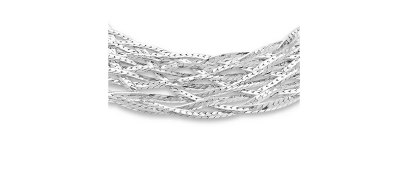 Sterling Silver 10 Strand Plait Flat Herringbone Bracelet