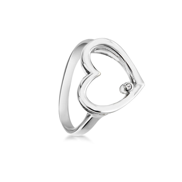 Sterling Silver Stone Set Heart Ring