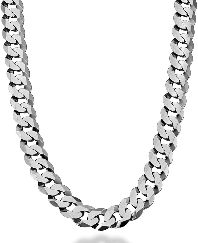 Sterling Silver 300 Rhodium Plated Oxidised Square Curb Chain