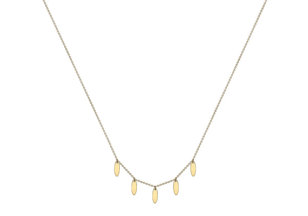 9ct Yellow Gold 5-Oval Drop Adjustable Necklace